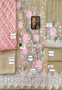 Jazmin Barooq Chiffon Collection 3Piece Unstitched Suit Aura Blush