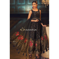 Jazmin Chiffon Collection 3Piece Unstitched Suit D-02-Black
