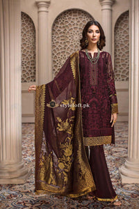 STYLE LOFT.PK Jazmin IRIS Chiffon 2019 Pure Collection Unstitched 3 Piece Suit