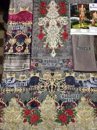 Jazmin Lawn Collection 3Piece - Lawn Dupatta D8-Sepia