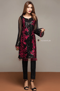 STYLE LOFT.PK Jazmin Linen Collection Embroidered 2 Piece Suit Arena Noir