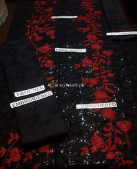 STYLE LOFT.PK Jazmin Linen Collection Embroidered 2 Piece Suit Arena Noir