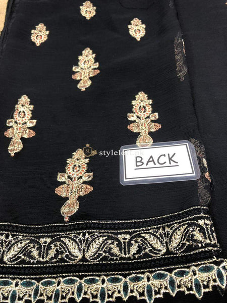 STYLE LOFT.PK Jazmin Luxury Chiffon Eid Collection 2019 3PC Embroidered Suit Leilyn - Black