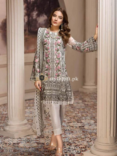 STYLE LOFT.PK Jazmin Luxury Chiffon Eid Collection 2019 3PC Embroidered Suit Nafeesa