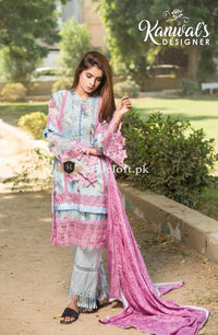 Kanwal's Designer Chiffon 3Piece Stitched KD-1803