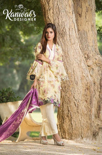 Kanwal's Designer Chiffon 3Piece Stitched KD-1804