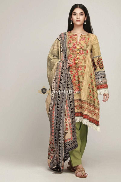 STYLE LOFT.PK Khaadi Early Spring/Summer Lawn Collection 2019 – BF19107 Grey 3Pc