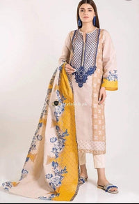 STYLE LOFT.PK Khaadi Embroidered 3 Piece Linen Collection 2019 – B19423-Beige