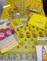 Khaadi Embroidered Lawn Unstitched 3Piece Suit BF-19110