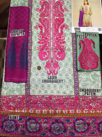 Khaadi Embroidered Lawn Unstitched 3Piece Suit KH 1908