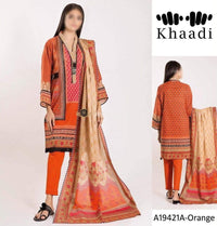 STYLE LOFT.PK Khaadi Embroidered Linen Unstitched 3 Piece Suit A19421-Orange