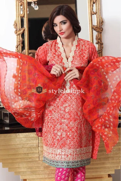 Khaadi Lawn Unstitched Embroidered 3Pc Dress KH-1801 Pink
