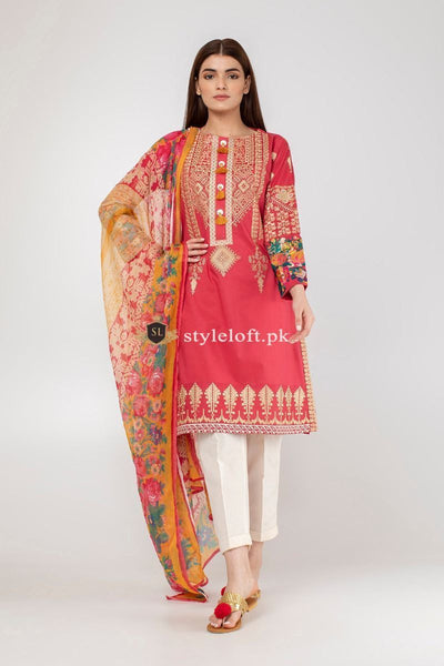 Khaadi Spring Summer 2019 3pc Lawn Suit KDE-19701 Red