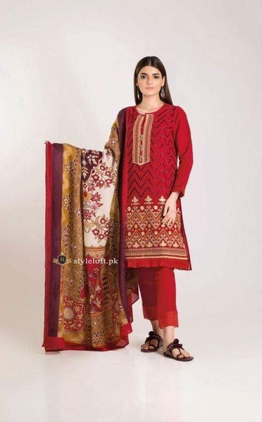 STYLE LOFT.PK Khaadi Unstitched Winter Vibe Collection 2019 - KO19503-Red
