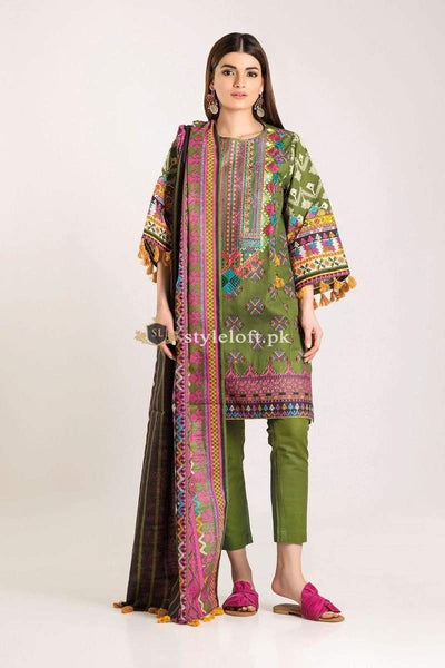 STYLE LOFT.PK Khaadi Winter Vibe Collection 2019 – KB19503-Green 3Pc Suit