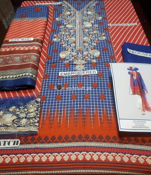 STYLE LOFT.PK Khaadi Winter Vibe Collection 2019 – KDPE19554-Blue 3PC Suit