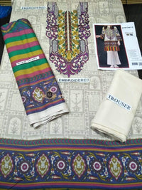 STYLE LOFT.PK Lime Light Embroidered Linen Unstitched 3 Piece Suit LL'19-01