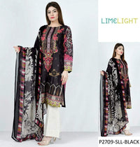 STYLE LOFT.PK LimeLight Linen Collection 2019 Unstitch 3PC Suit P2709-SSL-Black