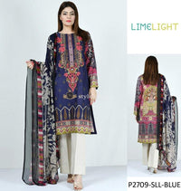 STYLE LOFT.PK LimeLight Linen Collection 2019 Unstitch 3PC Suit P2709-SSL-Blue