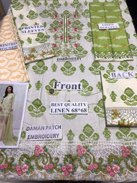 STYLE LOFT.PK Maria.B 3 Piece Linen Collection 2019 – Suit Olive Green DW-2232