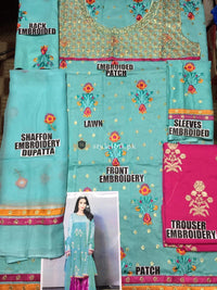 Maria.B 3Piece Lawn Dress with Chiffon Embroidered Dupatta