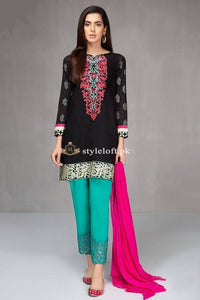 Maria.B Casuals Linen 3Piece DW-418-Black