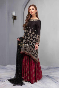STYLE LOFT.PK Maria B Chiffon Eid Collection 2019 Unstitched 3 Piece Suit DW-2197-Black