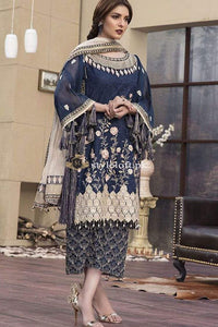 STYLE LOFT.PK Maria B Embroidered Chiffon Unstitched 3 Piece Suit MB19E 1605 - Eid Collection