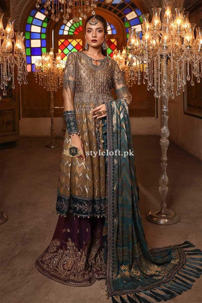 STYLE LOFT.PK Maria B Embroidered Chiffon Unstitched 3 Piece Suit MB19HE 1702