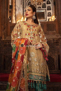 STYLE LOFT.PK Maria B Embroidered Heritage Collection Unstitched 3 Piece Suit Gold BD-1707
