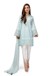 STYLE LOFT.PK Maria B Embroidered Lawn Unstitched 3 Piece Suit Light Blue DW-2160