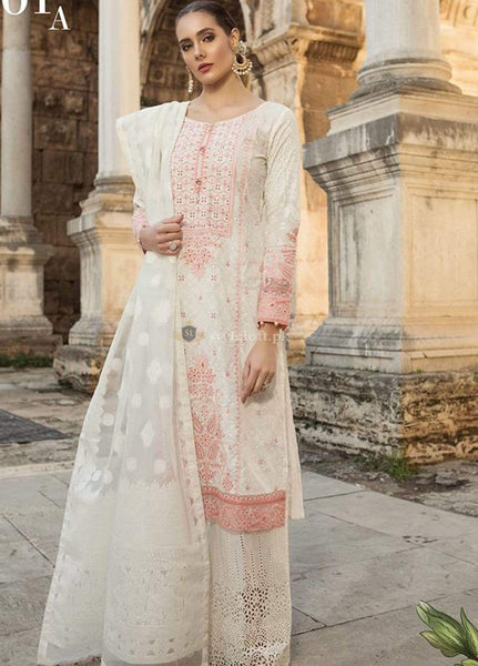 STYLE LOFT.PK Maria B Embroidered Lawn Unstitched 3 Piece Suit MB19L 01A - Spring / Summer Collection