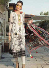 STYLE LOFT.PK Maria B Embroidered Lawn Unstitched 3 Piece Suit MB19L 05B - Spring / Summer Collection