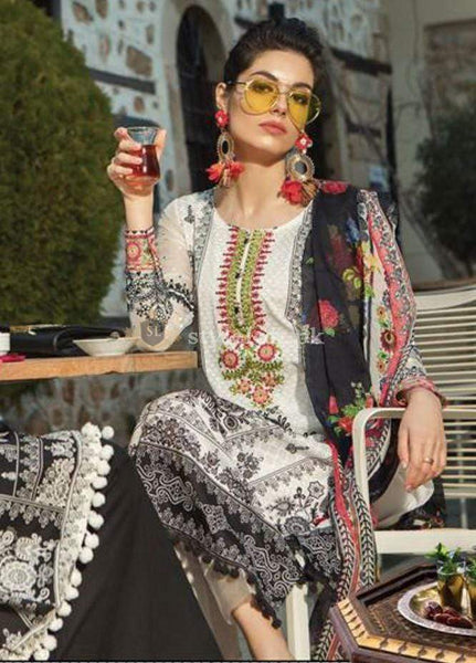 STYLE LOFT.PK Maria B Embroidered Lawn Unstitched 3 Piece Suit MB19L 05B - Spring / Summer Collection