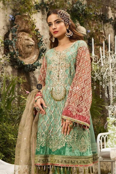 STYLE LOFT.PK Maria B Embroidered Unstitched 3 Piece Suit MB19E 1608 - Eid Collection