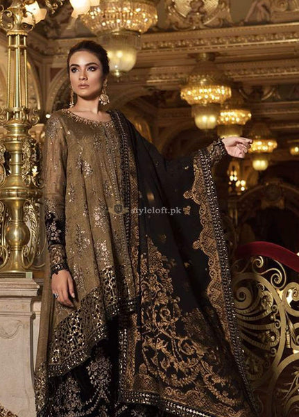 STYLE LOFT.PK Maria B Embroidered Zari Net Unstitched 3 Piece Suit MB18-W1 08 - Wedding Collection