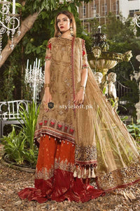 STYLE LOFT.PK Maria B Embroidered Zari Net Unstitched 3 Piece Suit MB19E 1606 - Luxury Chiffon Eid Collection