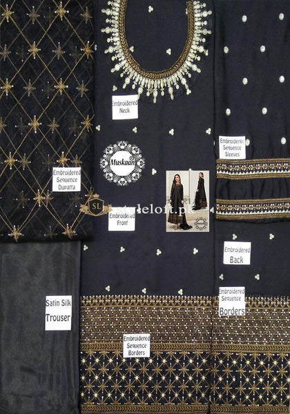 Maria.B Evening Wear Silk Collection Unstitched 3Piece Dress  SF-1641