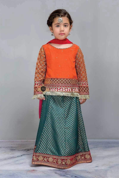 STYLE LOFT.PK Maria B Kids Eid Collection Lehnga-MKD-231-Orange