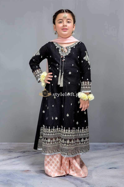 STYLE LOFT.PK Maria B Kids Formal Collection 2019-MKD-MKD-233-Black Unstitched 3Pc Dress