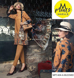 Maria.B Linen with Wool Shawl 3Piece Mpt-404A-Mustard