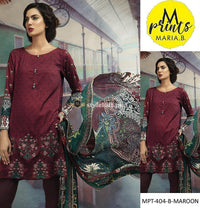 Maria.B Linen with Wool Shawl 3Piece Mpt-404B-Maroon