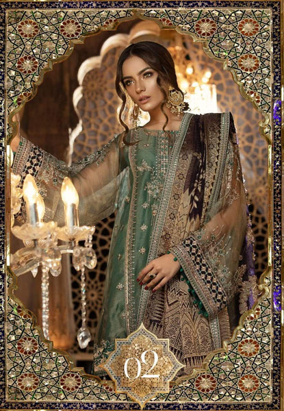 Maria.B MBROIDERED Eid Collection  Vol-2 Unstitched 3Piece Suit BD-01