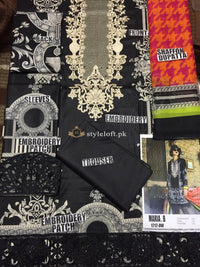 Maria B Mprint Embroidered Lawn Unstitched 3Pc Suit MPT-18-Black