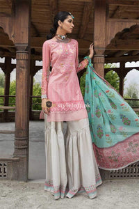 STYLE LOFT.PK Maria B MPrints Embroidered Linen Unstitched 3 Piece Suit MBP19K-1B