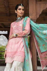 STYLE LOFT.PK Maria B MPrints Embroidered Linen Unstitched 3 Piece Suit MBP19K-1B