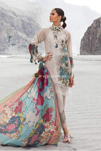 STYLE LOFT.PK Maria B MPrints Embroidered Linen Unstitched 3 Piece Suit MBP19K-9A