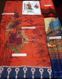 STYLE LOFT.PK Maria B MPrints Embroidered Linen Unstitched 3 Piece Suit MBP19K-9B