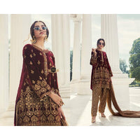 Maria B Velvet Collection-Maroon SF-1646