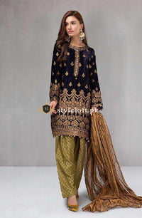 Maria.B Velvet Collection-Navy Blue SF-1646